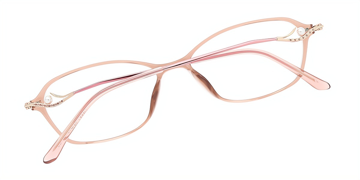 Light Brown Oval Retro Lightweight Mixed Materials Eyeglasses