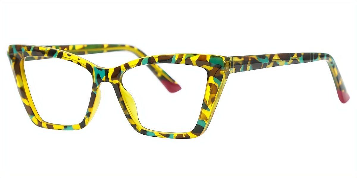 Green Tortoise Cat Eye Hipster Oversized TR90 Eyeglasses