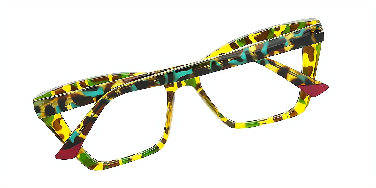 Green Tortoise Cat Eye Hipster Oversized TR90 Eyeglasses