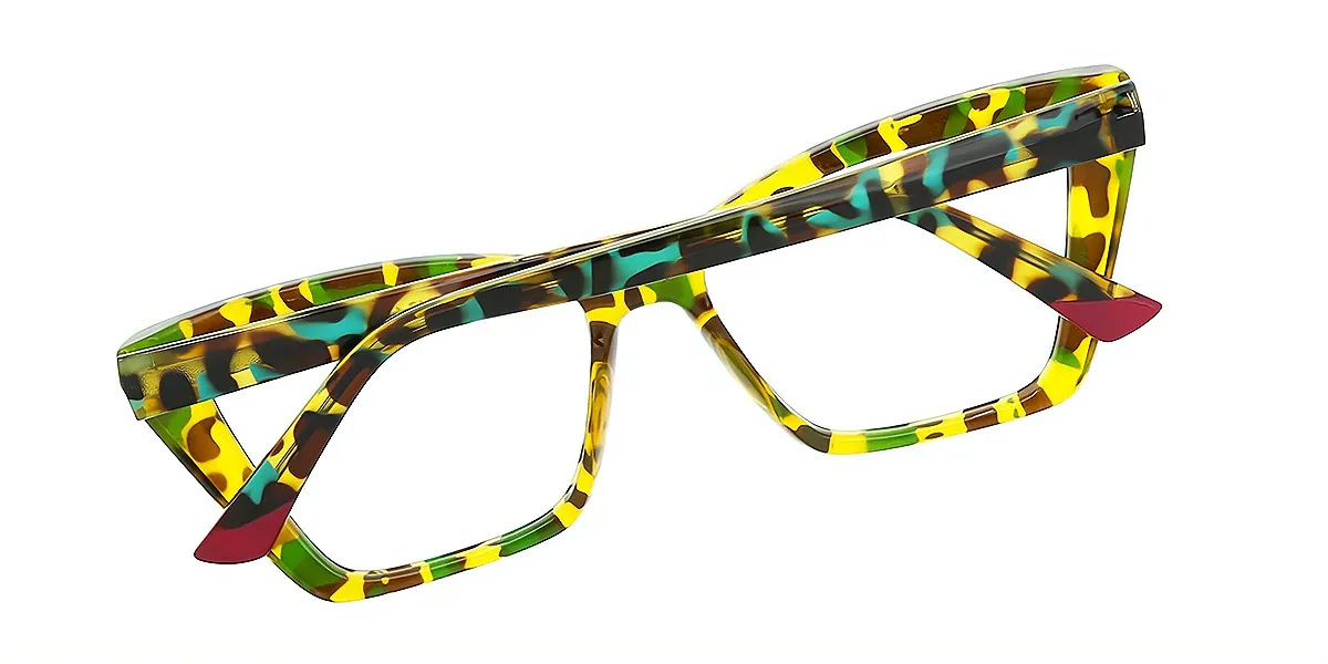 Green Tortoise Cat Eye Hipster Oversized TR90 Eyeglasses