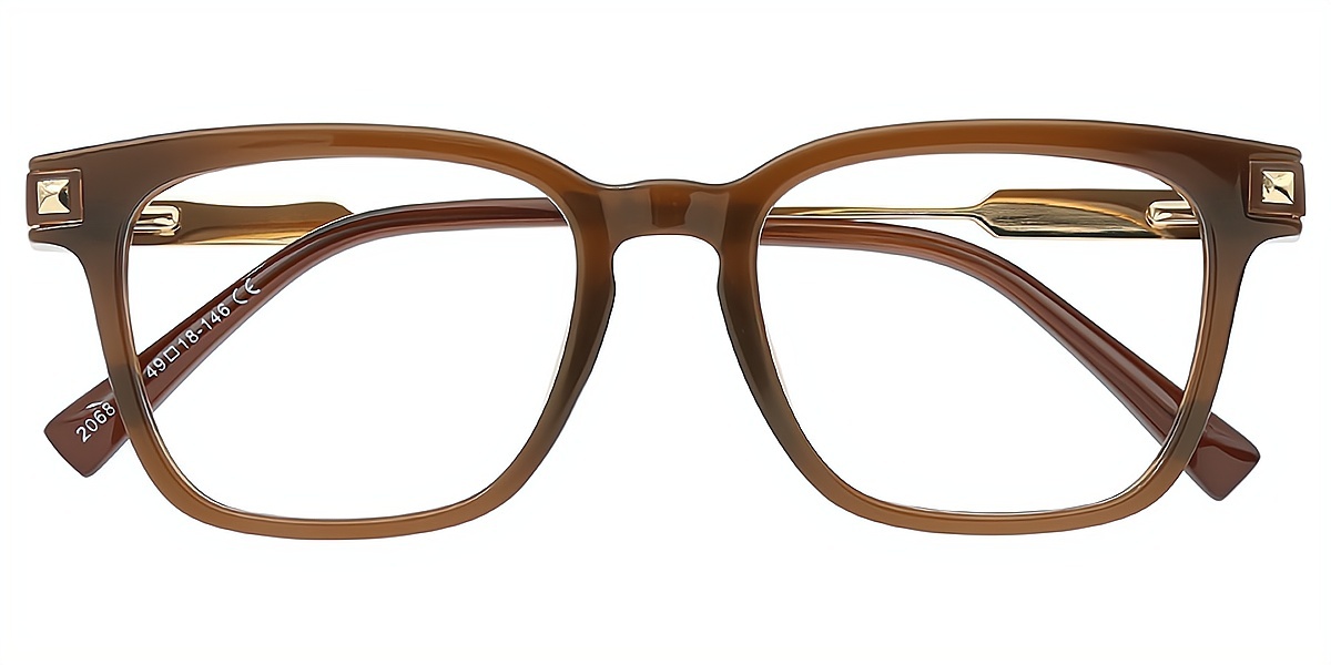 Brown Horn Classic Mixed Materials Eyeglasses