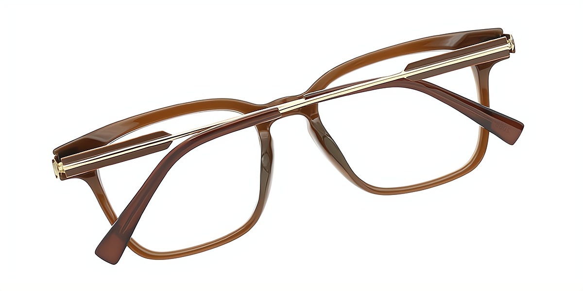 Brown Horn Classic Mixed Materials Eyeglasses