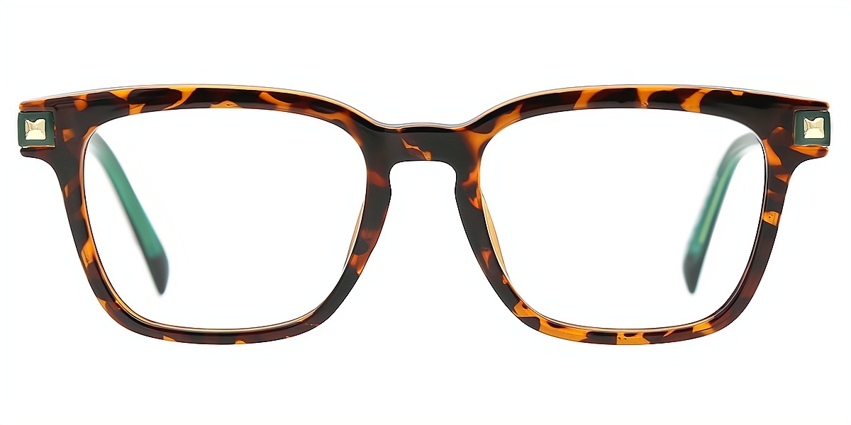 Tortoise Rectangle Classic Mixed Materials Eyeglasses