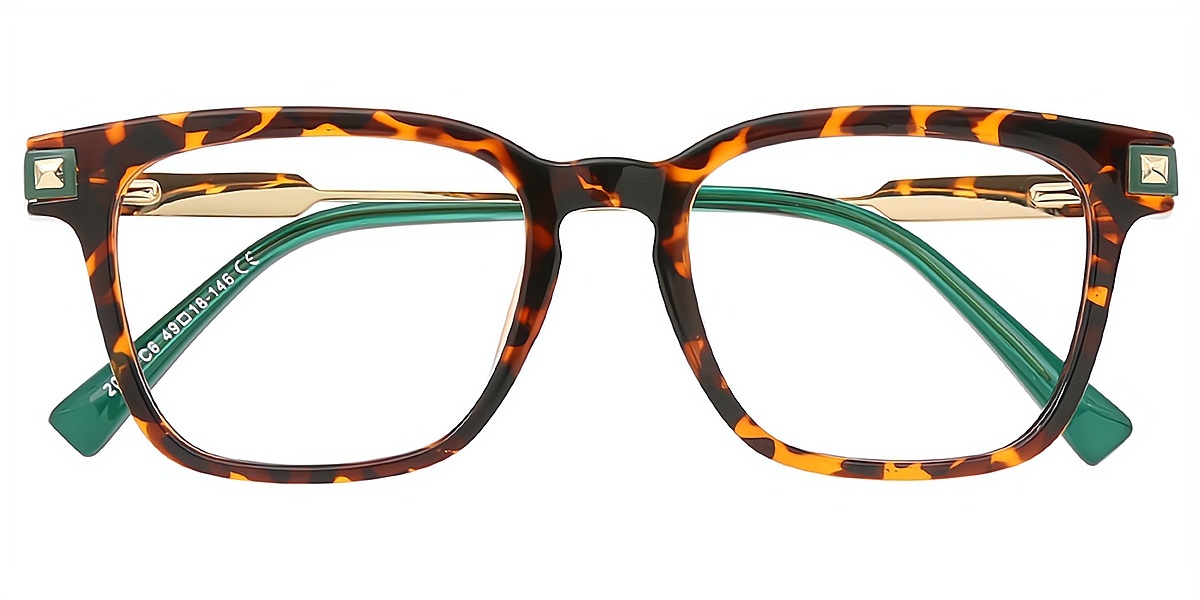 Tortoise Rectangle Classic Mixed Materials Eyeglasses