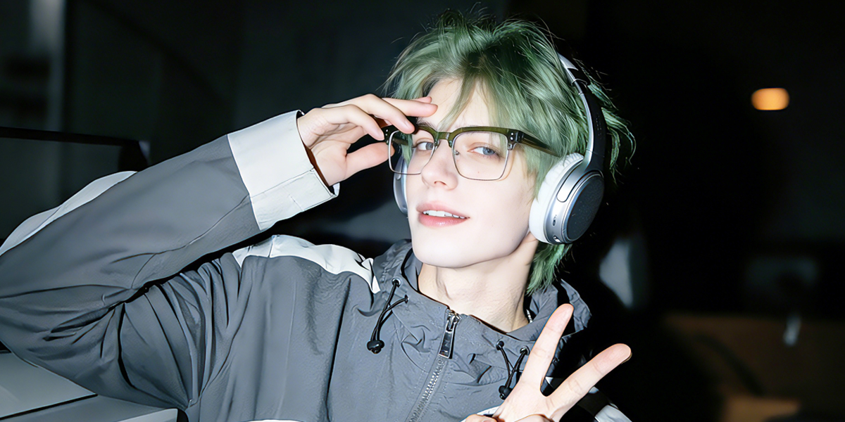 Green Browline Retro Mixed Materials Eyeglasses