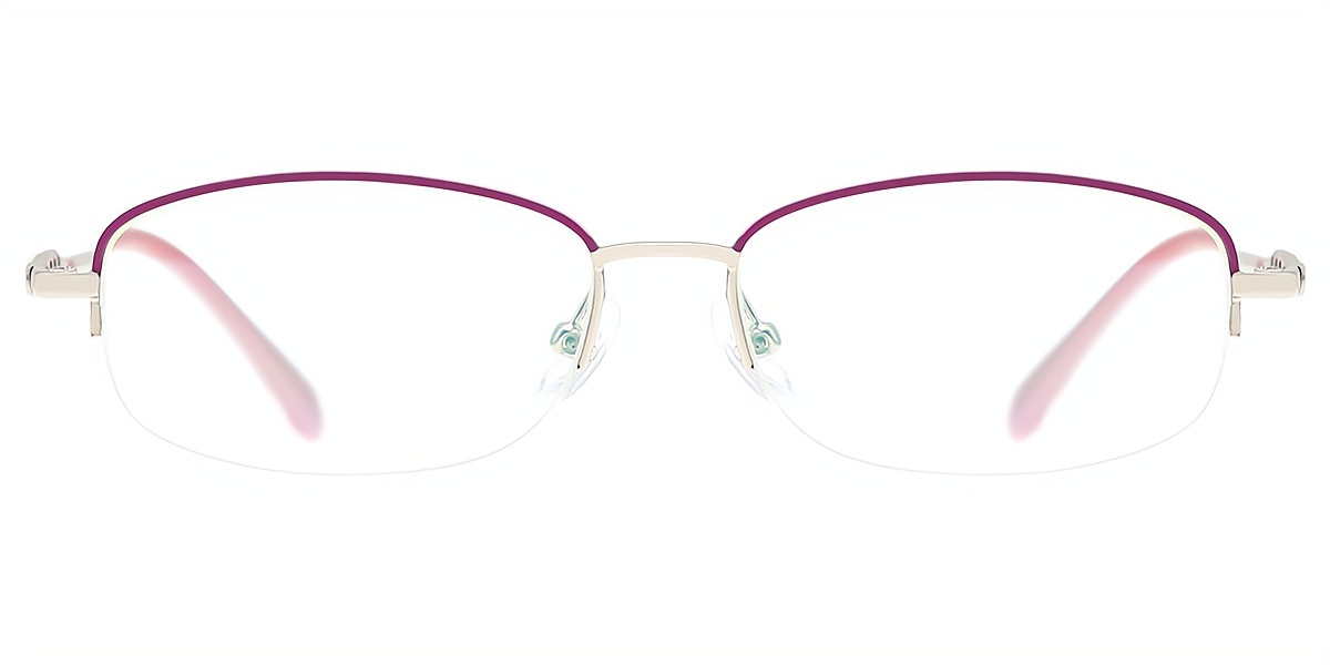 Purple Oval Metal Eyeglasses