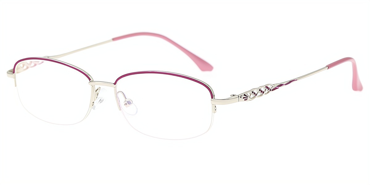 Purple Oval Metal Eyeglasses