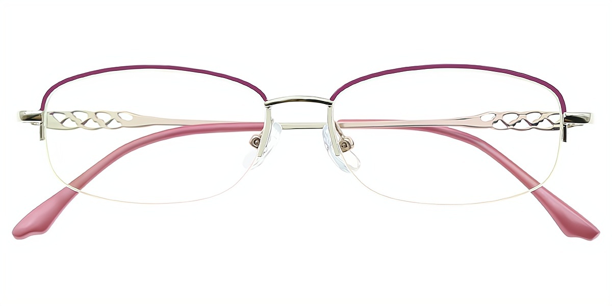 Purple Oval Metal Eyeglasses