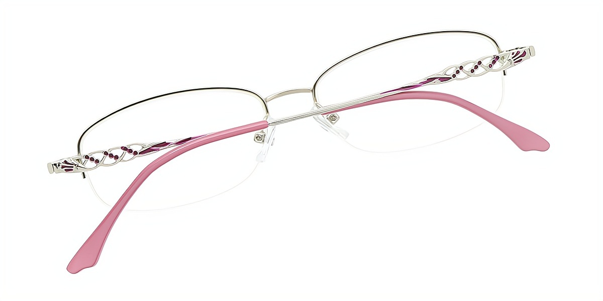 Purple Oval Metal Eyeglasses