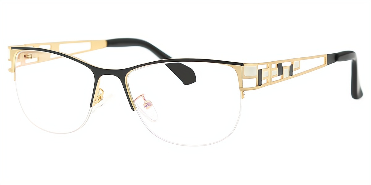 Black Browline Refined Metal Eyeglasses