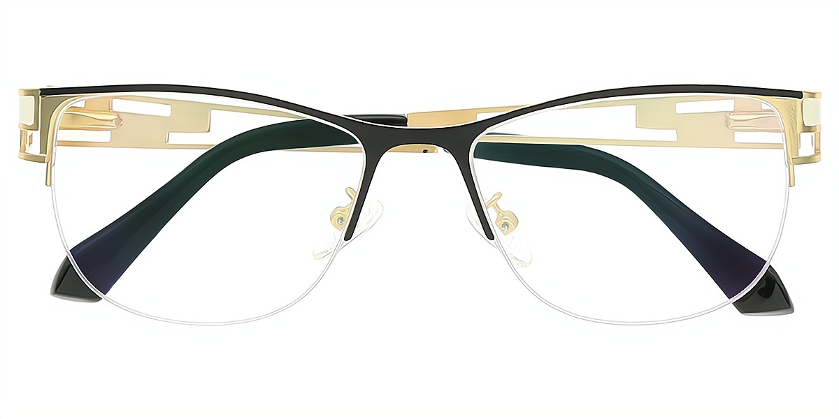 Black Browline Refined Metal Eyeglasses