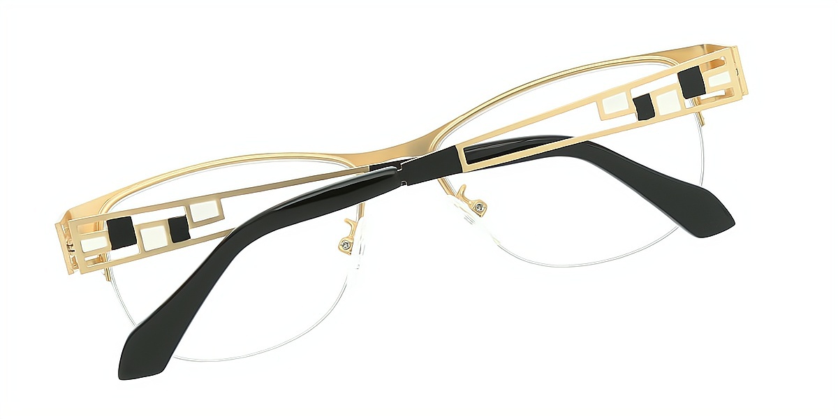 Black Browline Refined Metal Eyeglasses