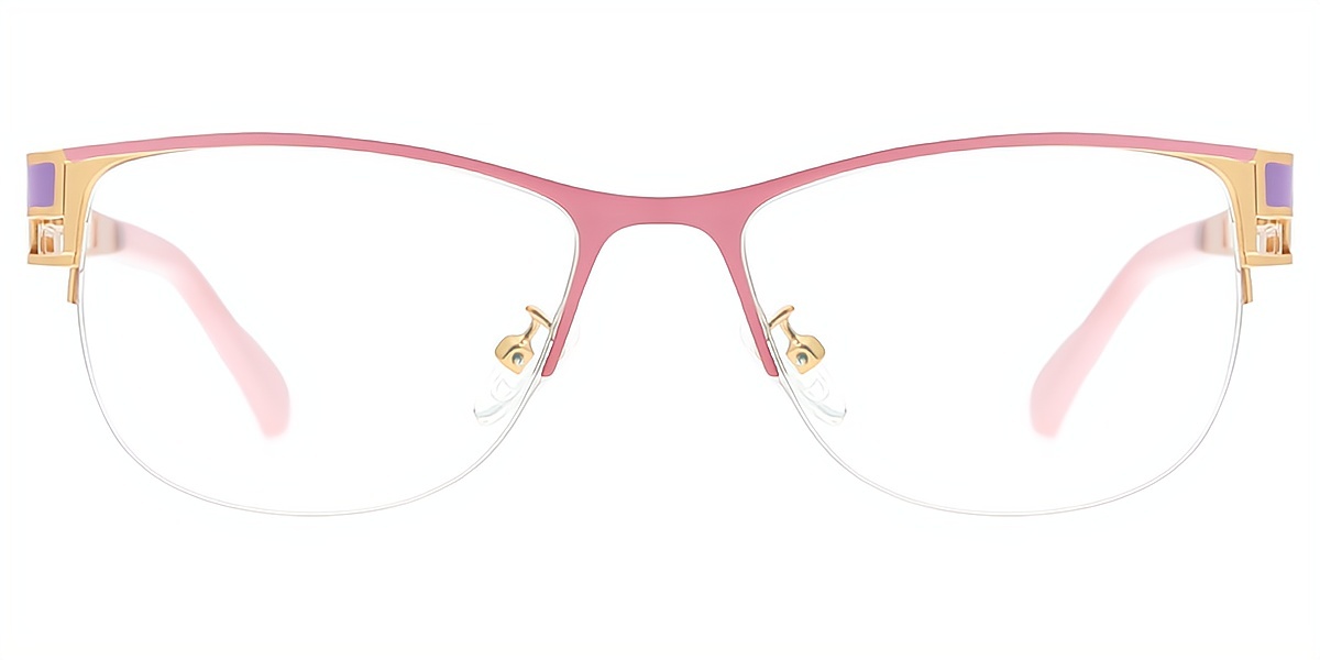 Pink Oval Metal Eyeglasses