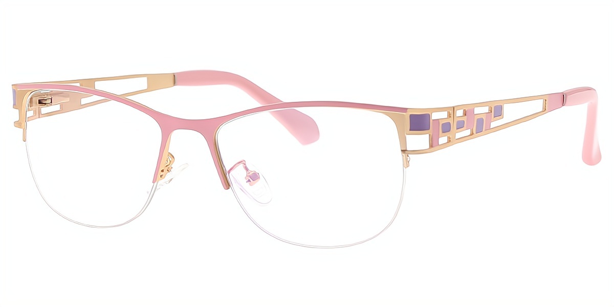 Pink Oval Metal Eyeglasses