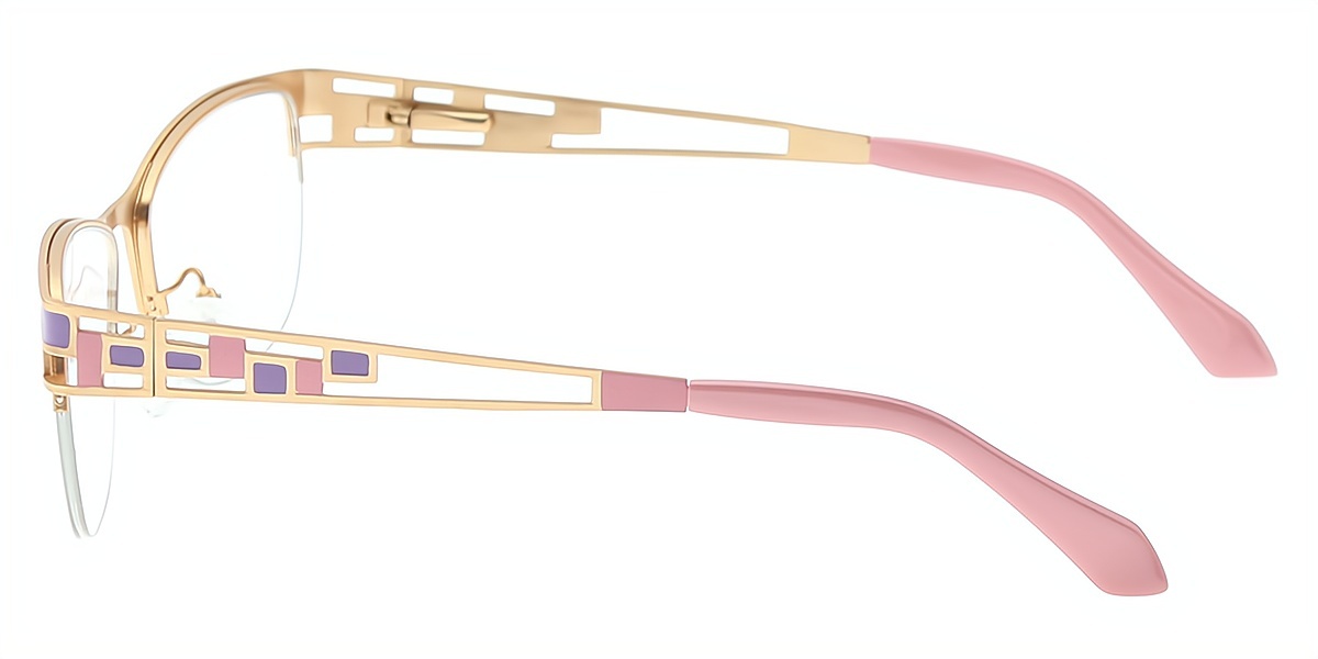 Pink Oval Metal Eyeglasses