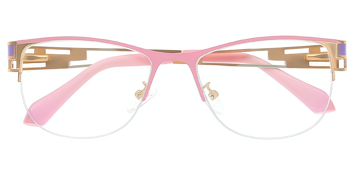 Pink Oval Metal Eyeglasses