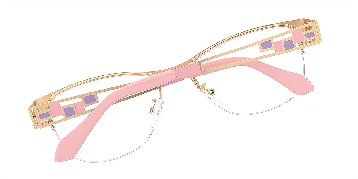 Pink Oval Metal Eyeglasses