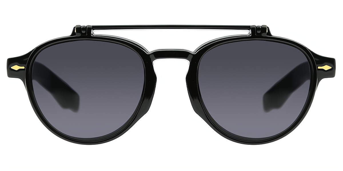 Black Aviator Oversized Plastic Eyeglasses