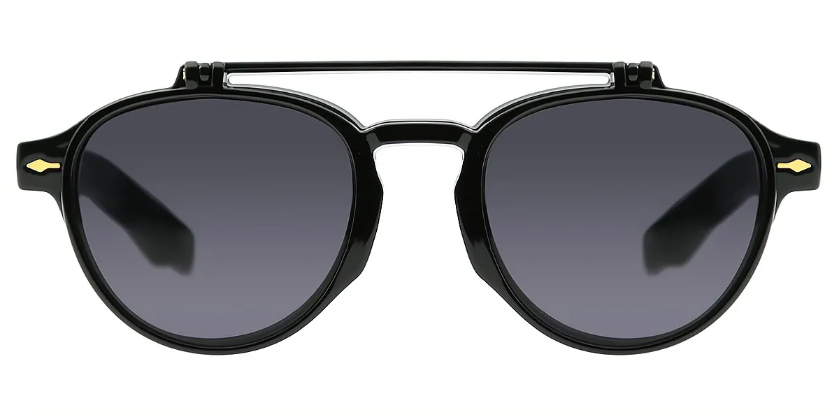 Black Aviator Oversized Plastic Eyeglasses