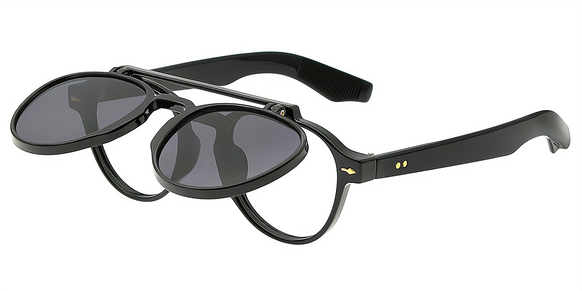 Black Aviator Oversized Plastic Eyeglasses