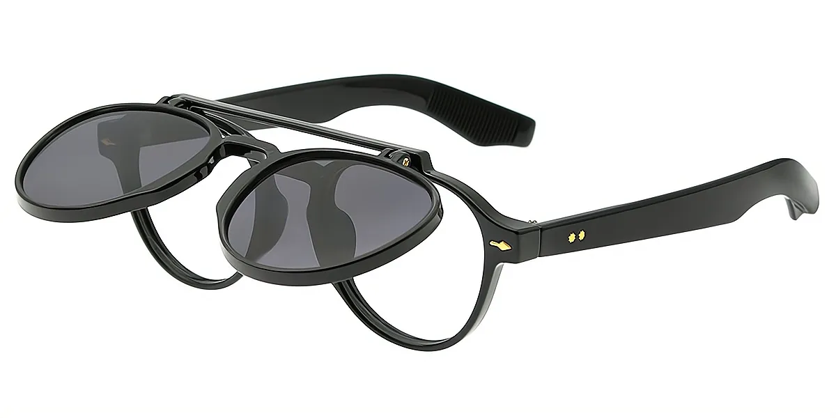 Black Aviator Oversized Plastic Eyeglasses
