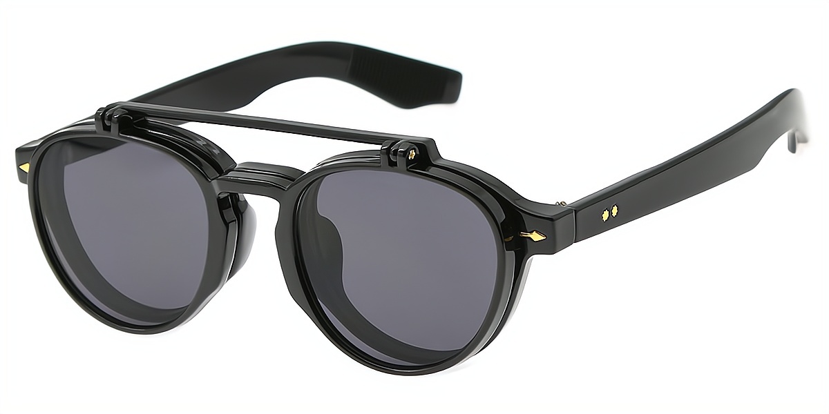 Black Aviator Oversized Plastic Eyeglasses