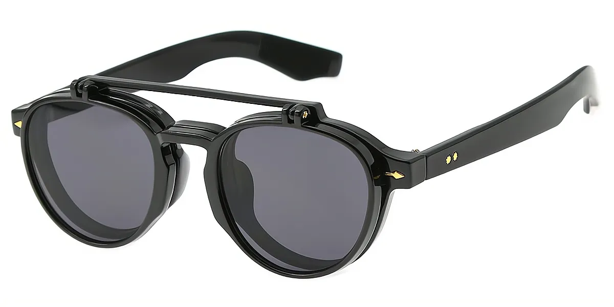 Black Aviator Oversized Plastic Eyeglasses