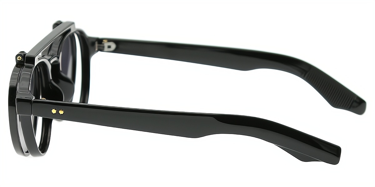 Black Aviator Oversized Plastic Eyeglasses