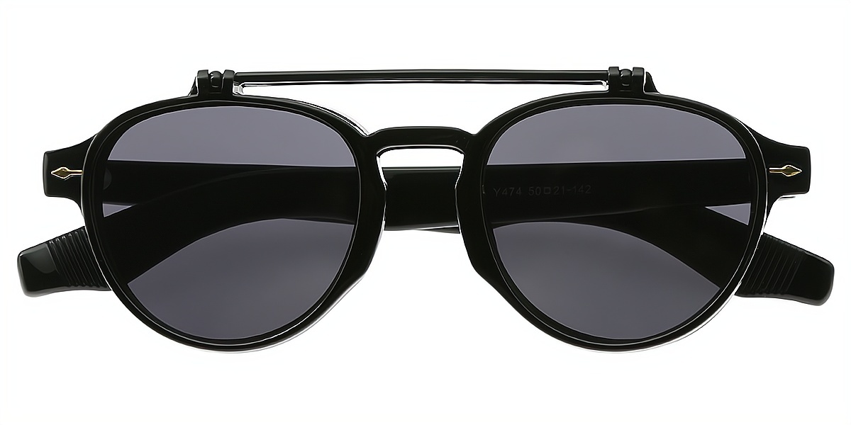 Black Aviator Oversized Plastic Eyeglasses