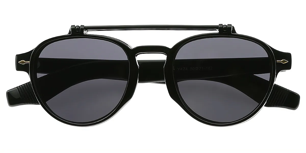 Black Aviator Oversized Plastic Eyeglasses