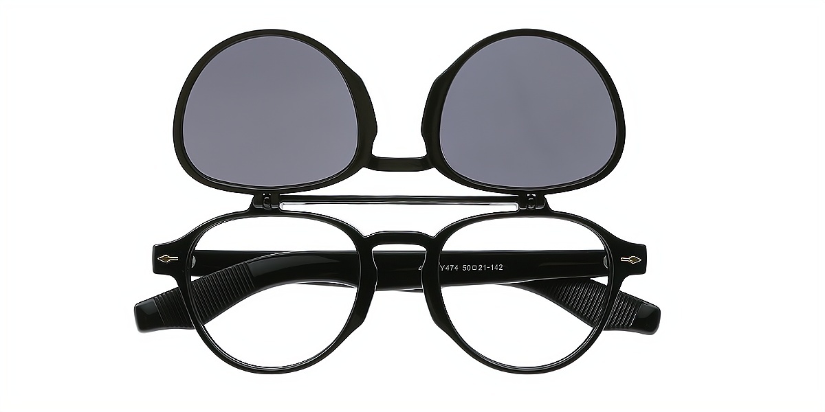 Black Aviator Oversized Plastic Eyeglasses