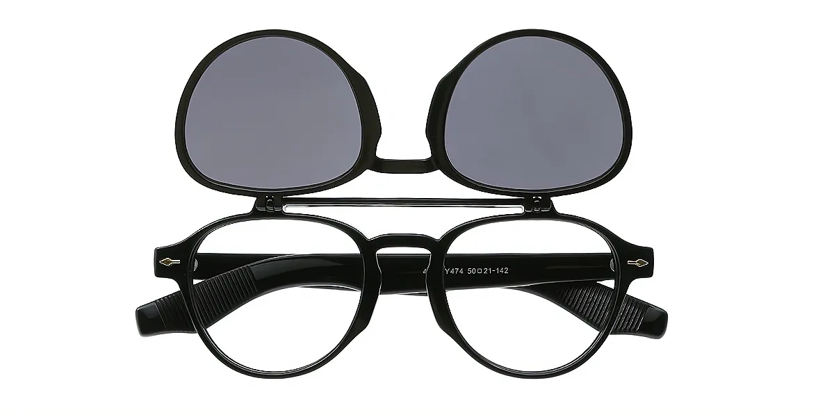 Black Aviator Oversized Plastic Eyeglasses