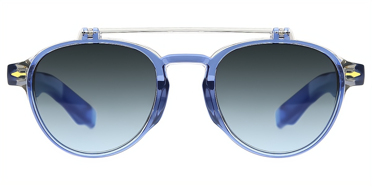 Blue Aviator Oversized Plastic Eyeglasses