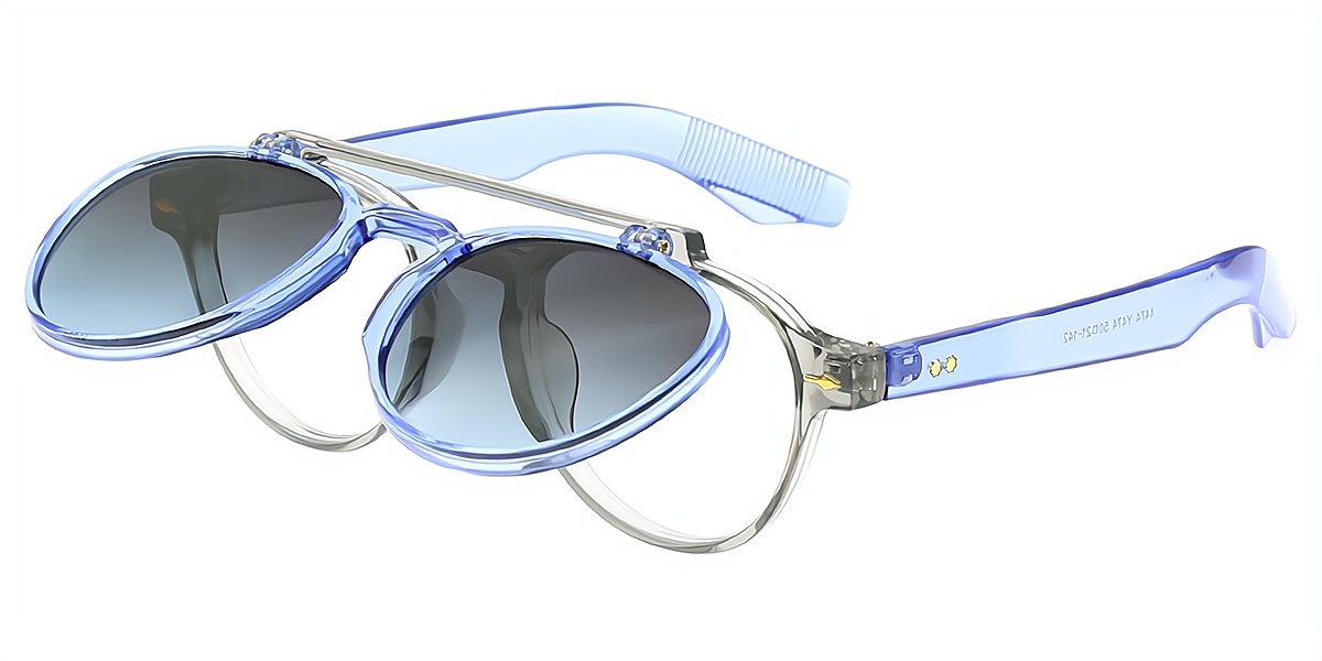 Blue Aviator Oversized Plastic Eyeglasses