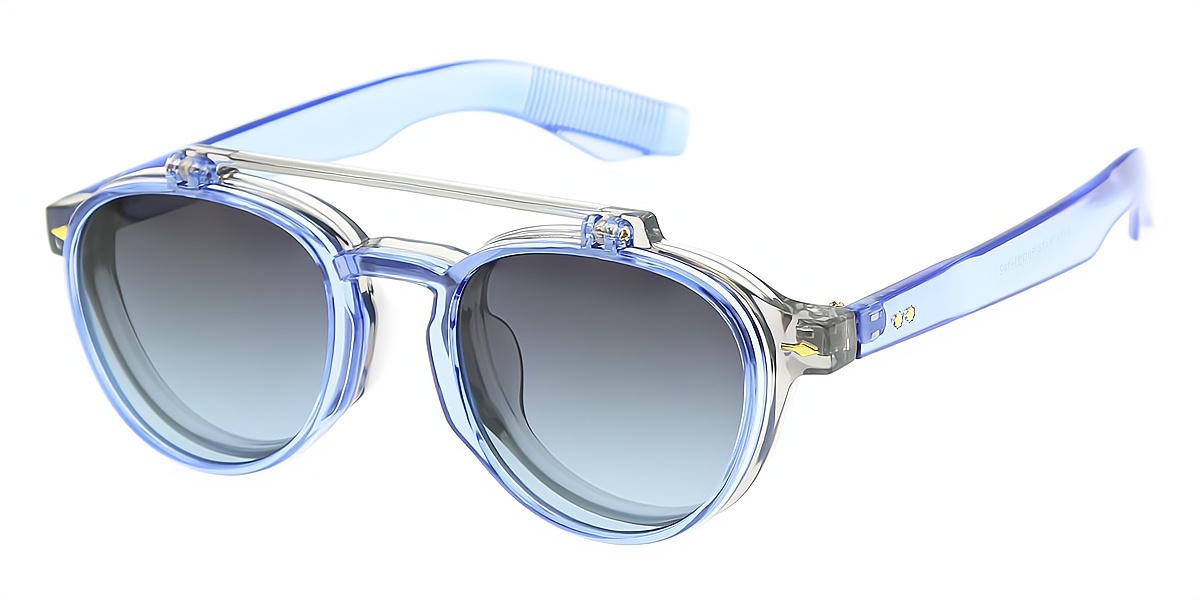 Blue Aviator Oversized Plastic Eyeglasses