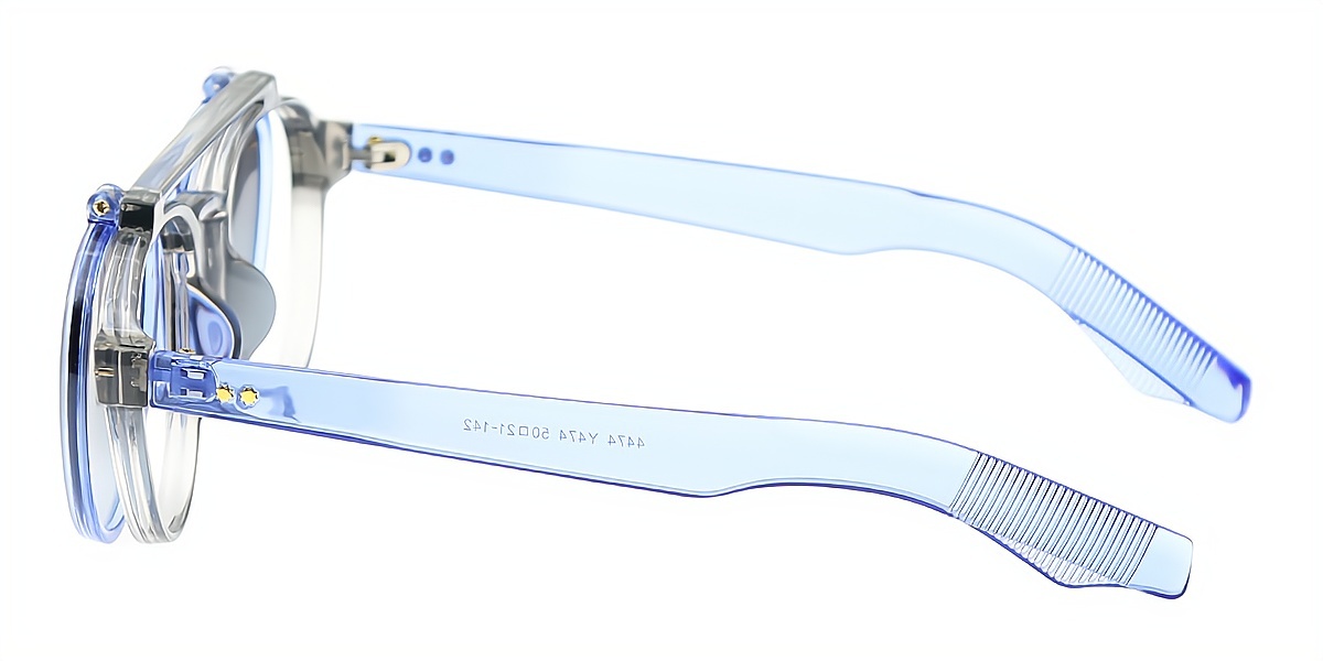 Blue Aviator Oversized Plastic Eyeglasses
