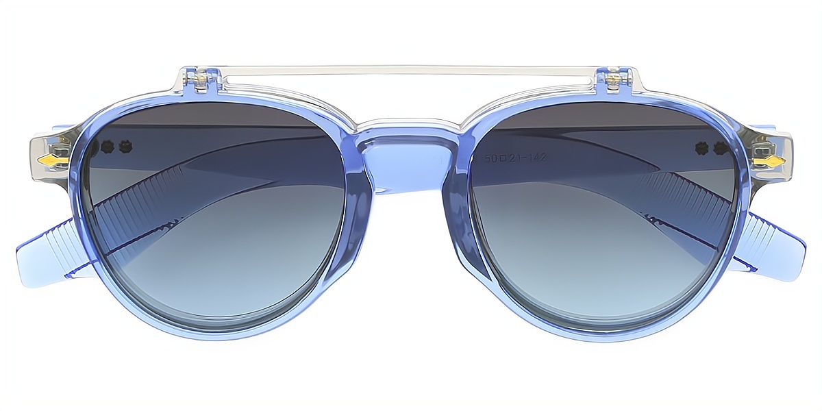 Blue Aviator Oversized Plastic Eyeglasses