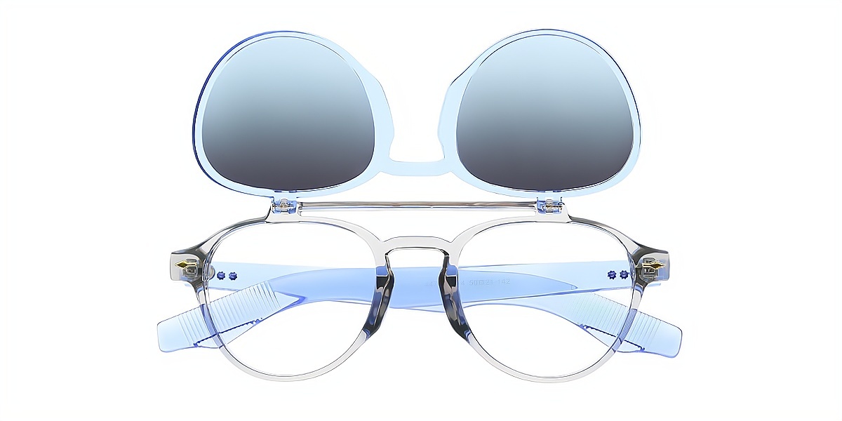 Blue Aviator Oversized Plastic Eyeglasses
