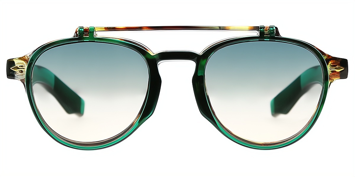 Green Aviator Oversized Plastic Eyeglasses