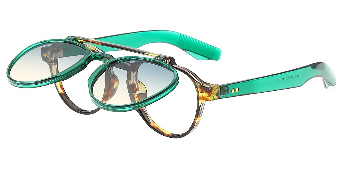 Green Aviator Oversized Plastic Eyeglasses