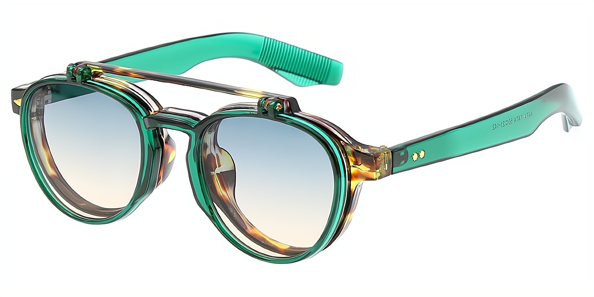 Green Aviator Oversized Plastic Eyeglasses