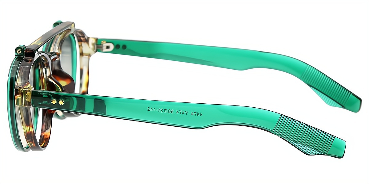 Green Aviator Oversized Plastic Eyeglasses