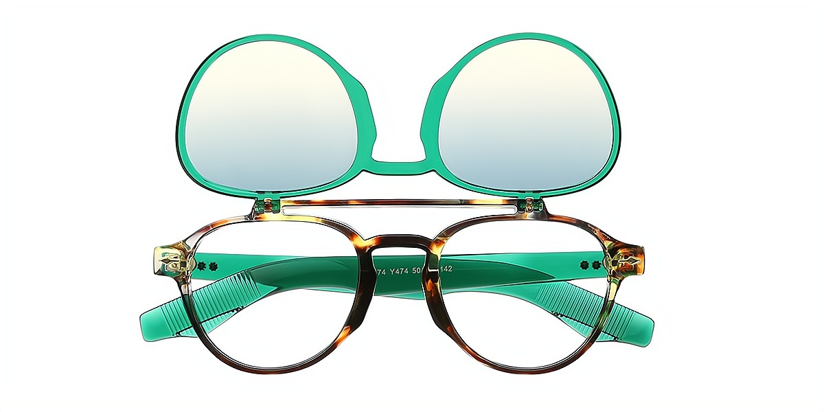 Green Aviator Oversized Plastic Eyeglasses