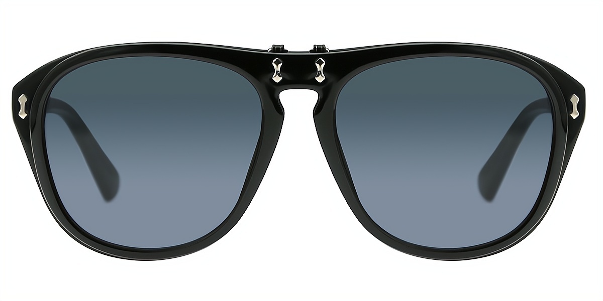 Black Aviator Oversized Unique Plastic Eyeglasses