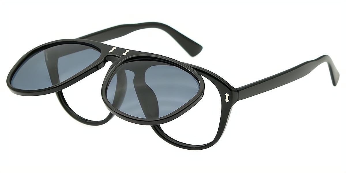 Black Aviator Oversized Unique Plastic Eyeglasses