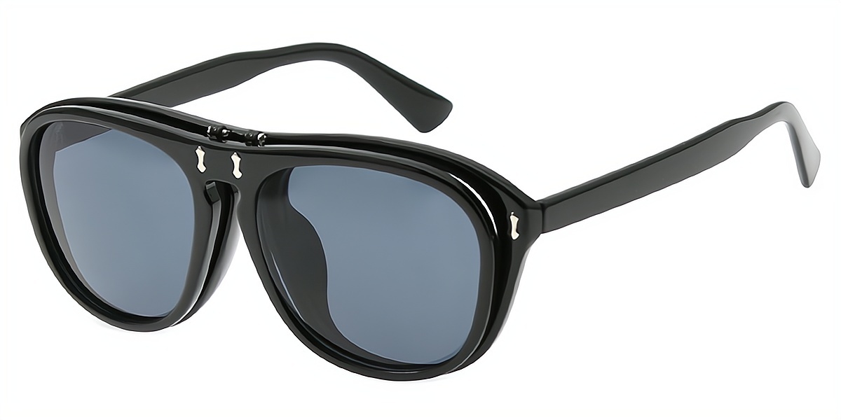 Black Aviator Oversized Unique Plastic Eyeglasses