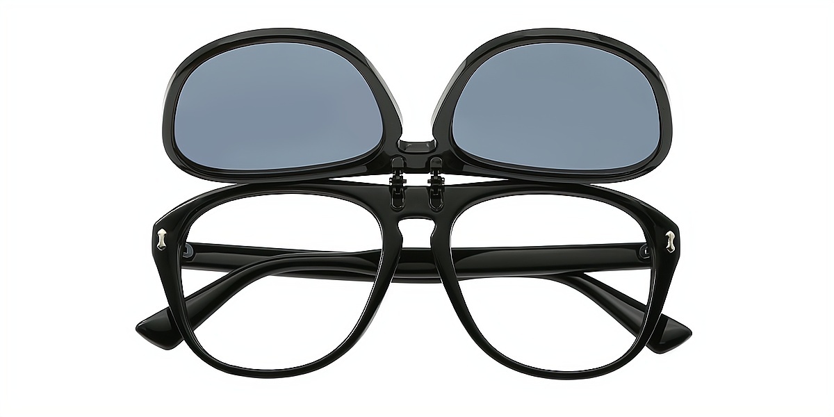 Black Aviator Oversized Unique Plastic Eyeglasses