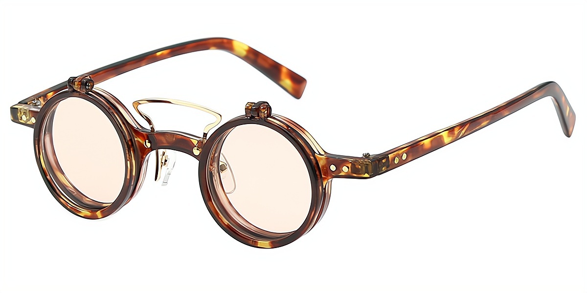 Tortoise Round Retro Plastic Eyeglasses