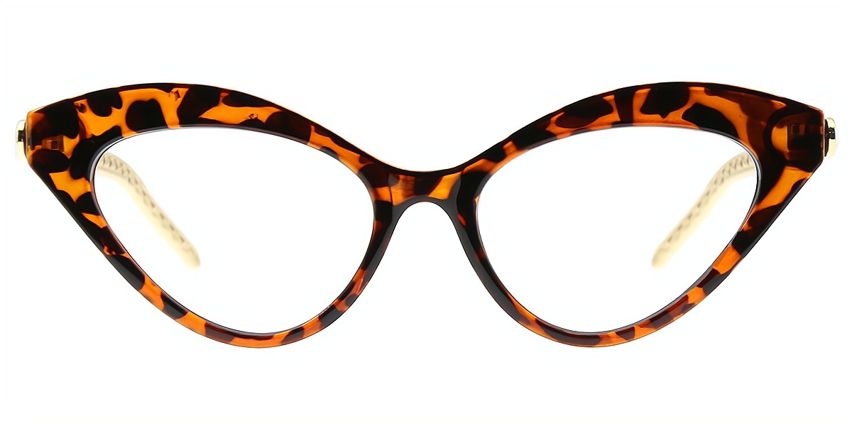 Tortoise Cat Eye Oversized Chic Mixed Materials Eyeglasses