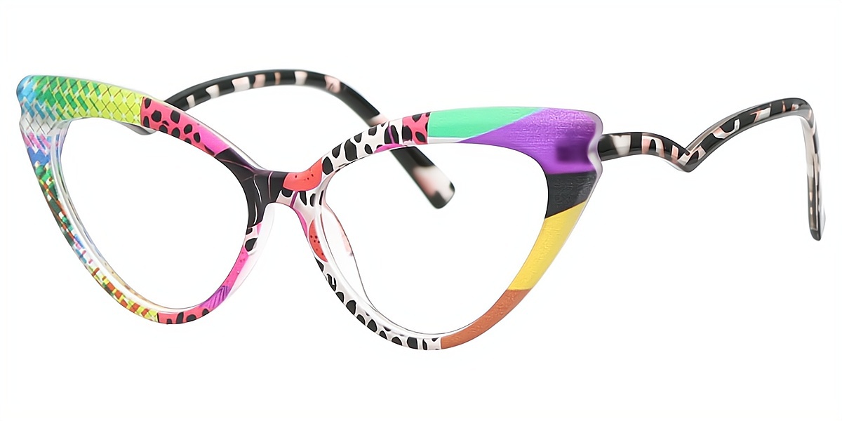 Multicolor Cat Eye Fancy Plastic Eyeglasses